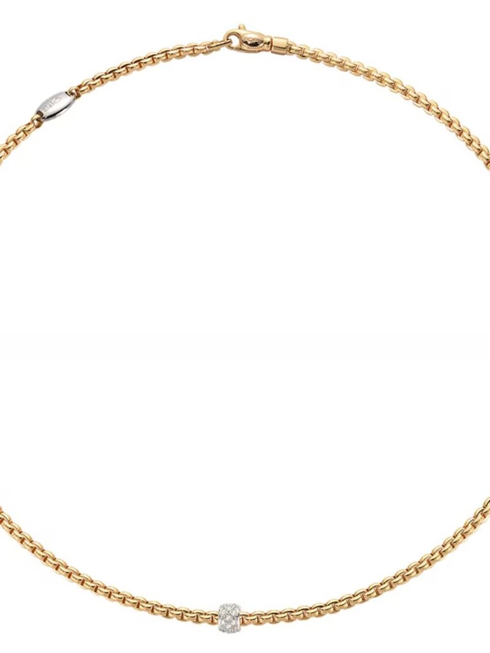 Rare $11999 FOPE Eka Diamond 18k Yellow Gold Small Link Necklace, 17" - Picture 2 of 10